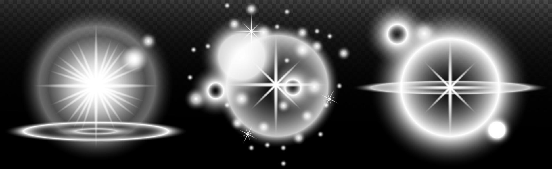 three white circles with a star in the center vector