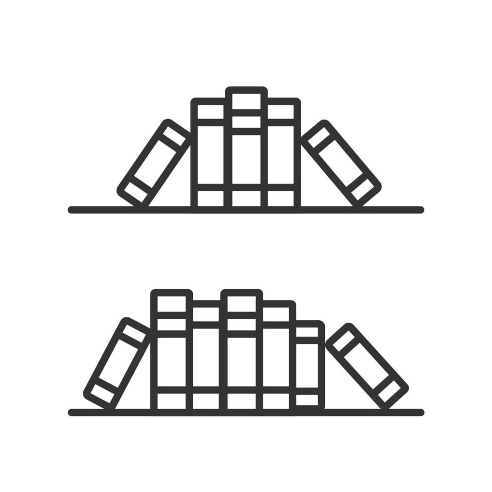 Books on the shelf icon set isolated. vector