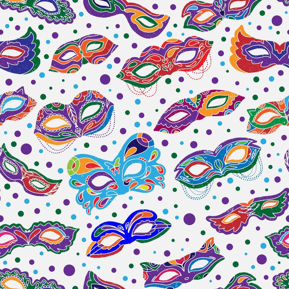 mardi gras masks seamless pattern illustration vector