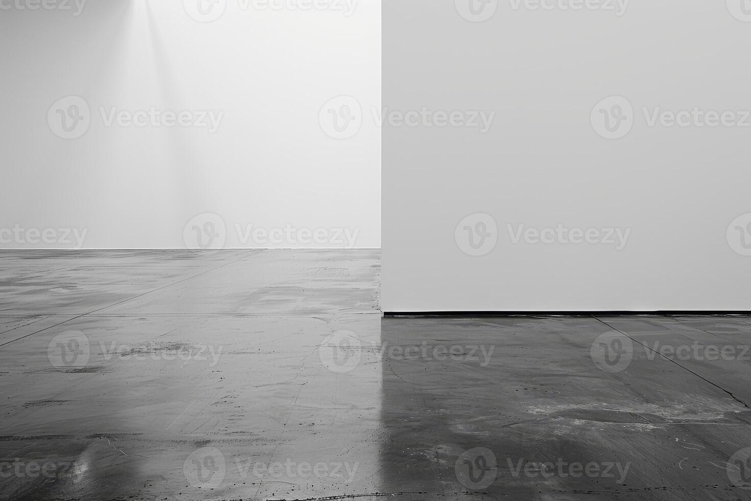 Bright and empty environment features a blank wall and polished concrete floor, inviting creativity and artistic expression in an open area photo