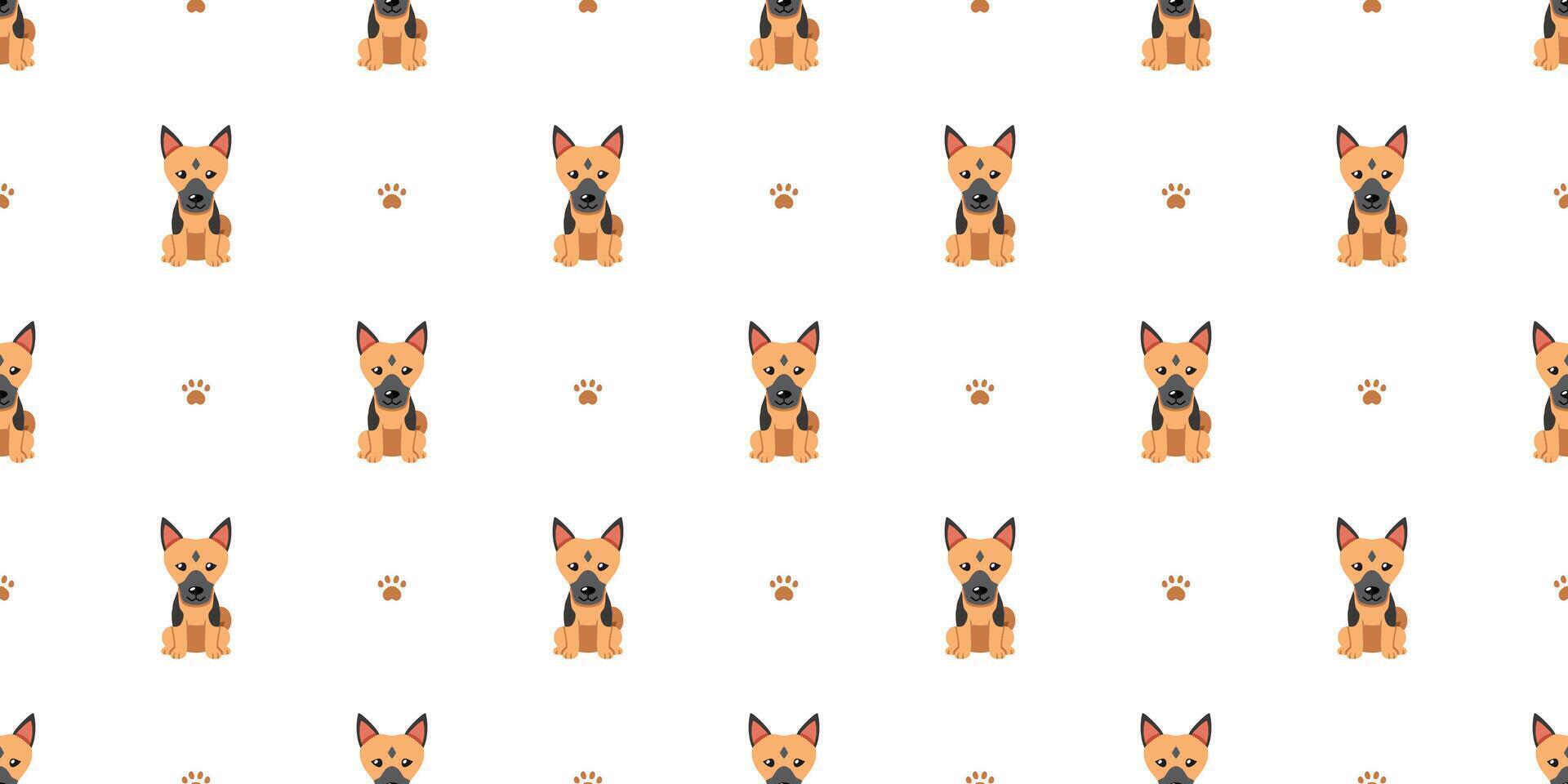 Cartoon character cute german shepherd dog seamless pattern background vector