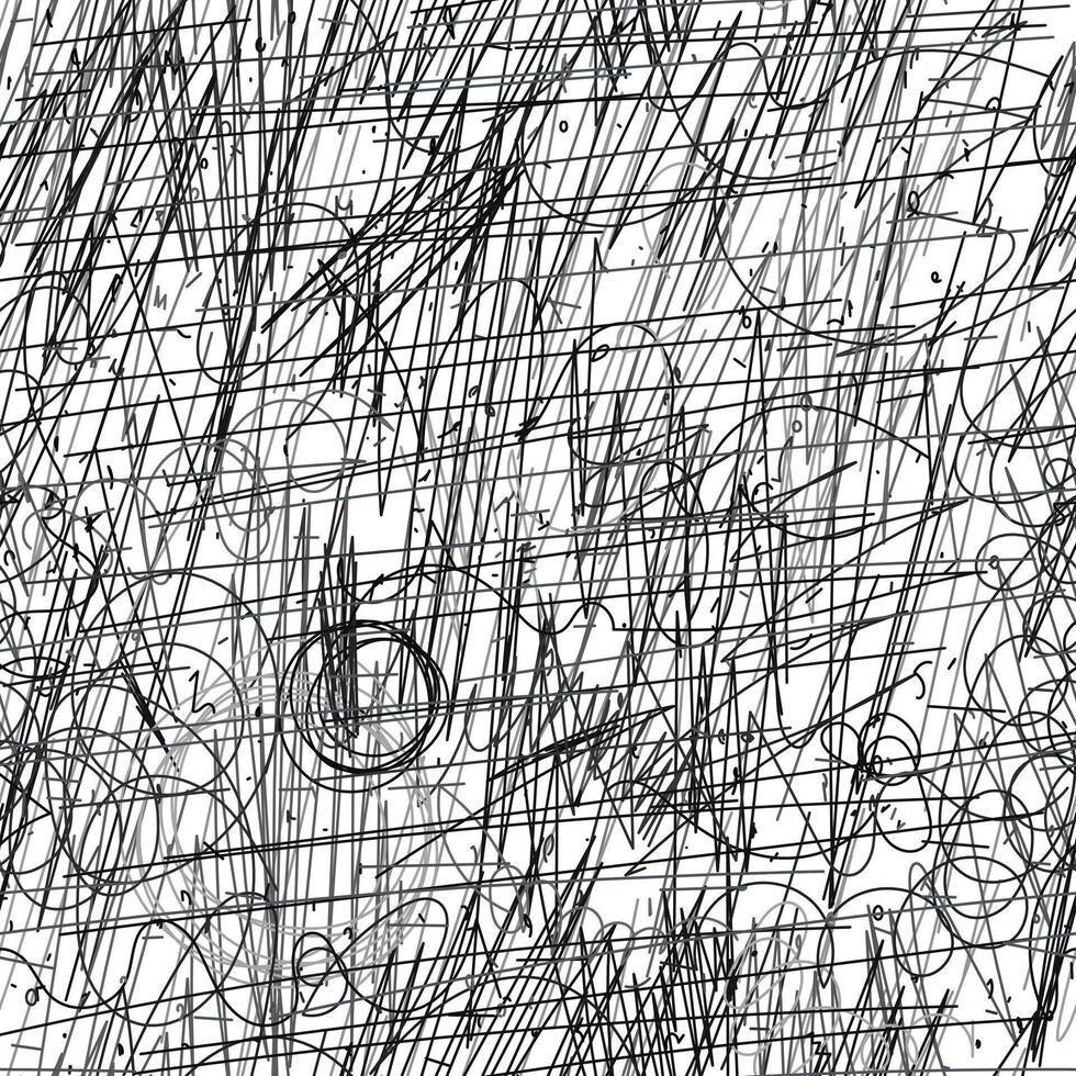 Abstract Black and White Chaotic Sketches and Scribbles, Seamless Pattern. Perfect for Artistic, Graphic Design, and Contemporary Visual Projects. vector