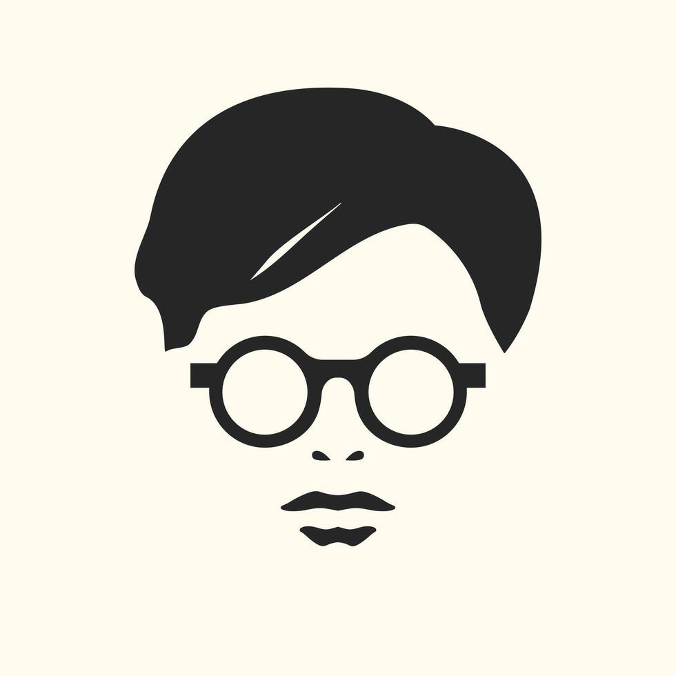 Abstract minimalist icon of a male face in eyeglasses. Man in glasses icon vector