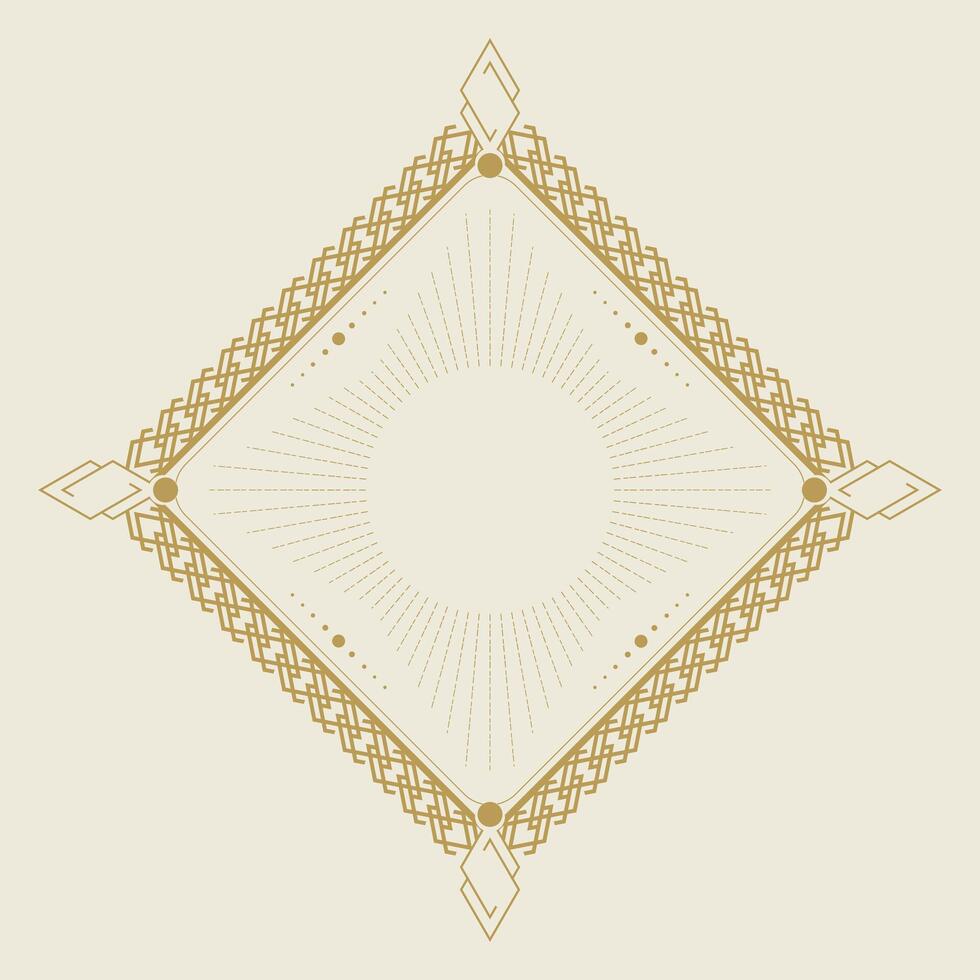 Art Deco frame in rhombus shape on light background. Vintage retro Art Deco border design vector