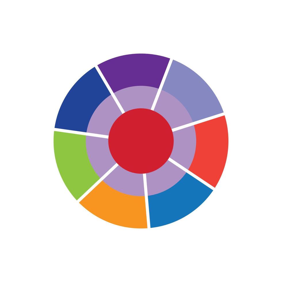 Colorful Pie Chart Diagram Illustrating Proportions. vector