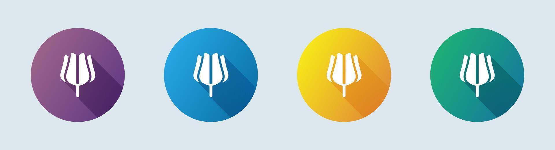 Four different colored surfboards with a long shadow vector
