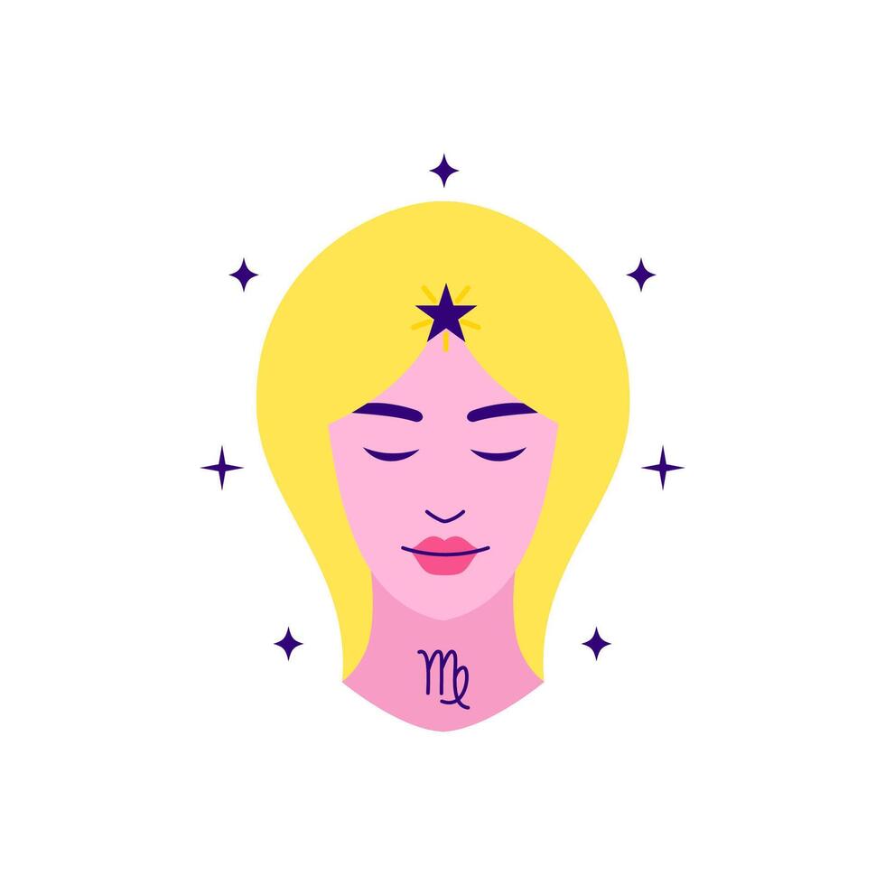 Virgo zodiac sign in flat style vector