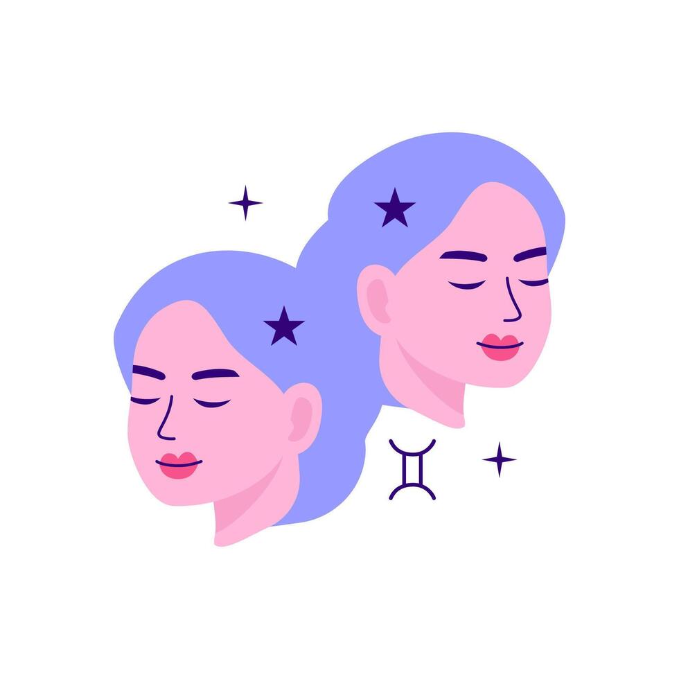 Gemini zodiac sign in flat style vector