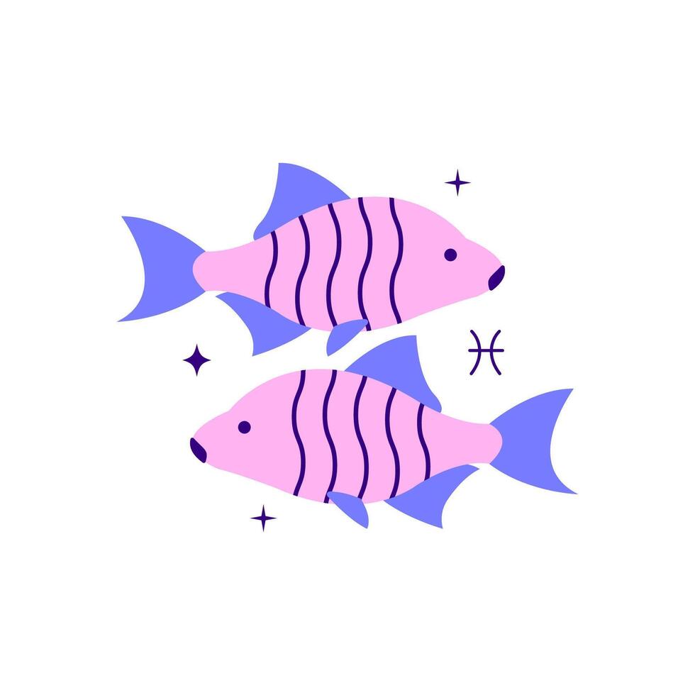 Pisces zodiac sign in flat style vector