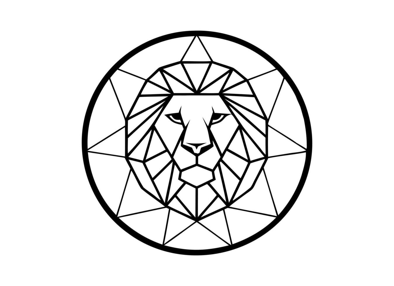 Geometric Lion Head Illustration - Line Art Design vector