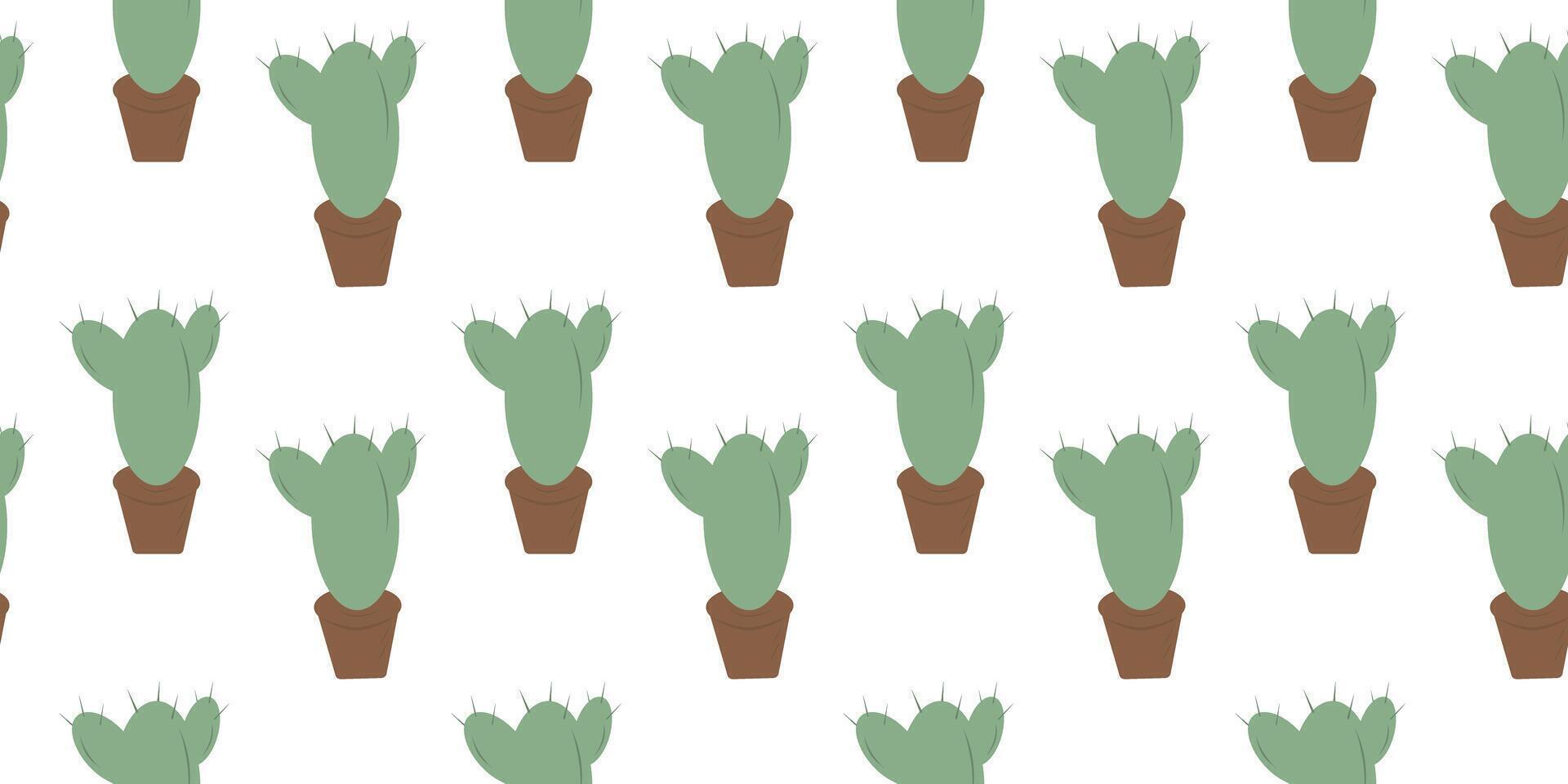 Flower pot cactus Seamless Pattern World Cactus Day Abstract Background Texture or wallpaper concept. Isolated illustration Wrapping or web promo, poster, banner, cards, price, labels, booklets vector