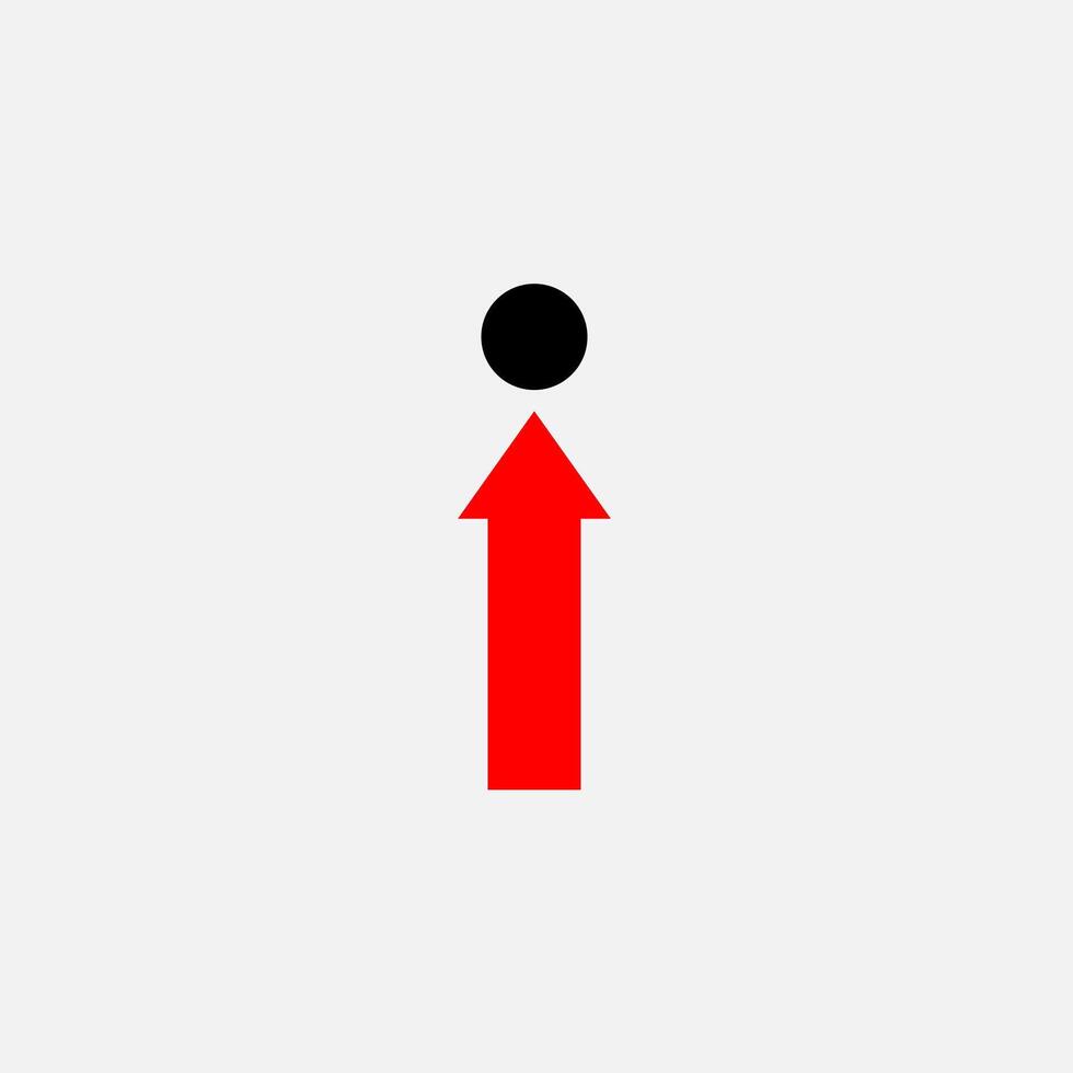 I letter , man with red arrow vector