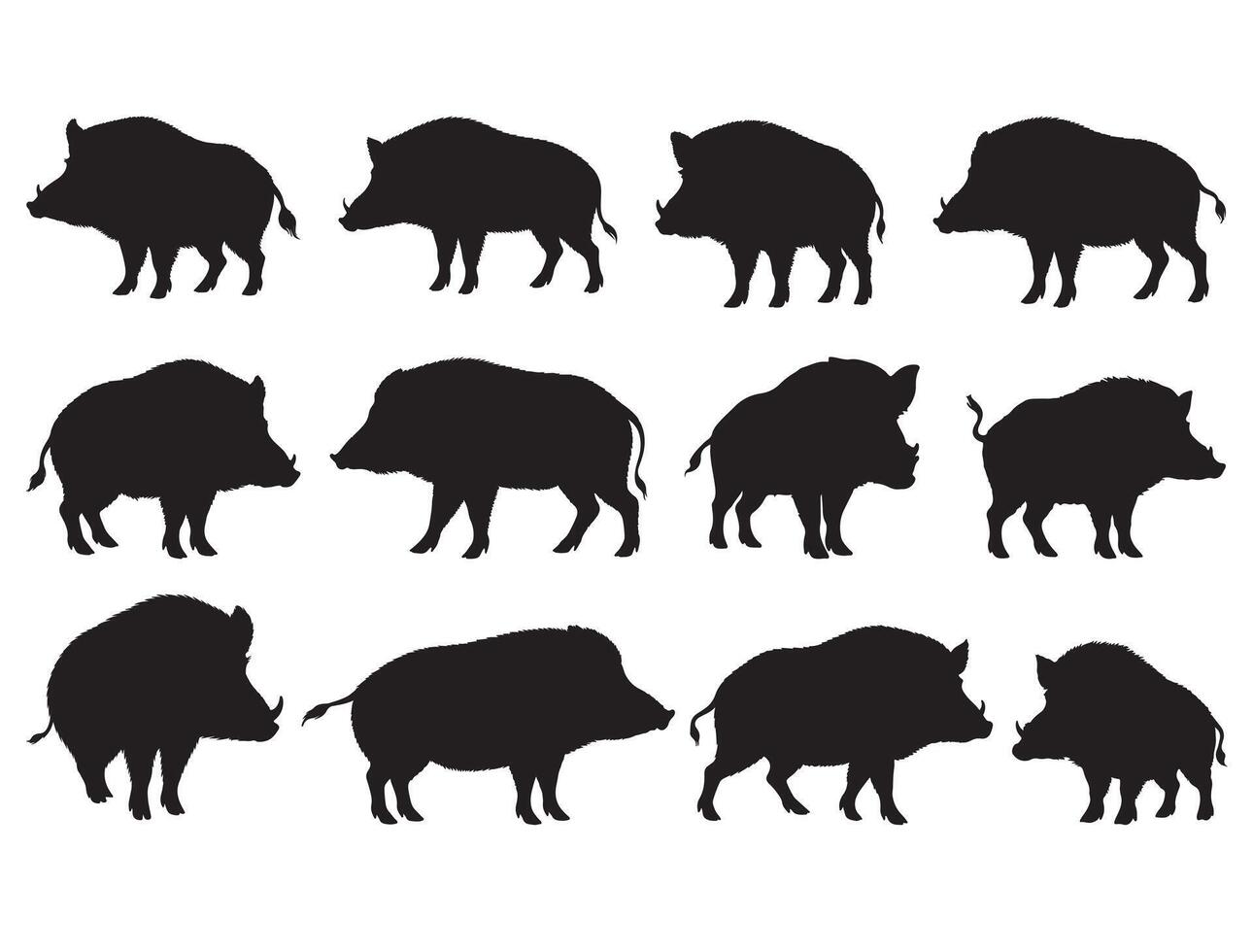 BOAR SILHOUETTE WHITE BACKGROUND vector