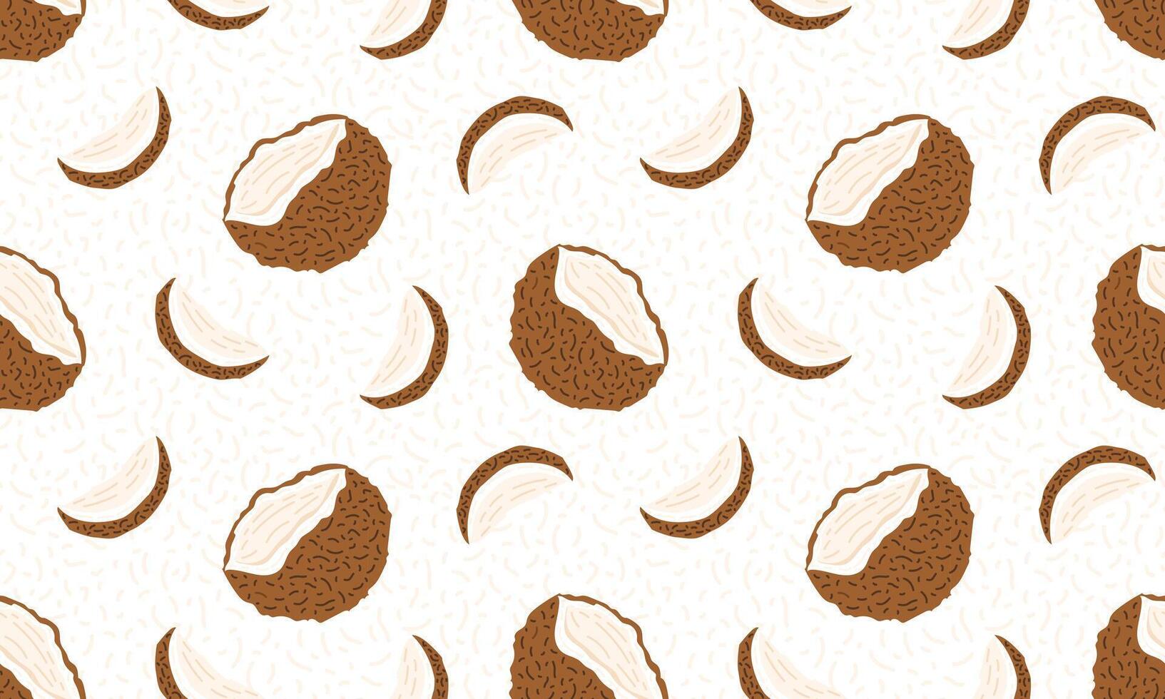 Coconut seamless pattern. Nuts and seeds background design. Vegan food ingredients. illustration vector