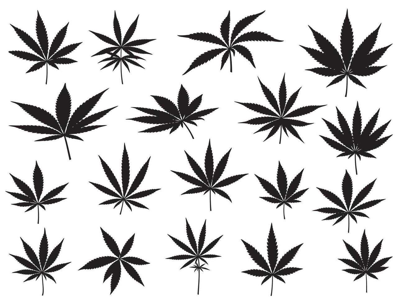 WEED LEAF SILHOUETTE WHITE BACKGROUND vector