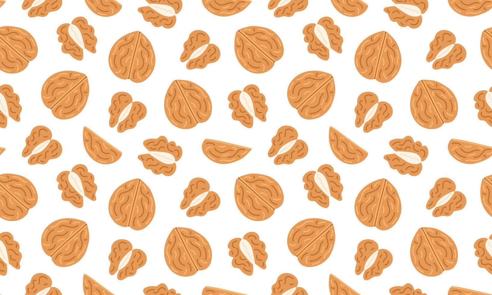 Walnut seamless pattern. Nuts and seeds background design. Vegan food ingredients. illustration vector