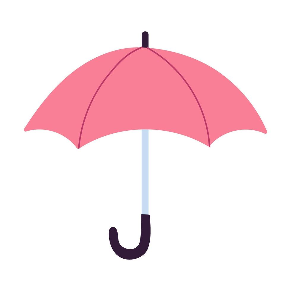 A pink umbrella with a silver handle. The umbrella is open and ready to be used. Concept of protection and warmth, as the umbrella is designed to shield its user from the elements vector