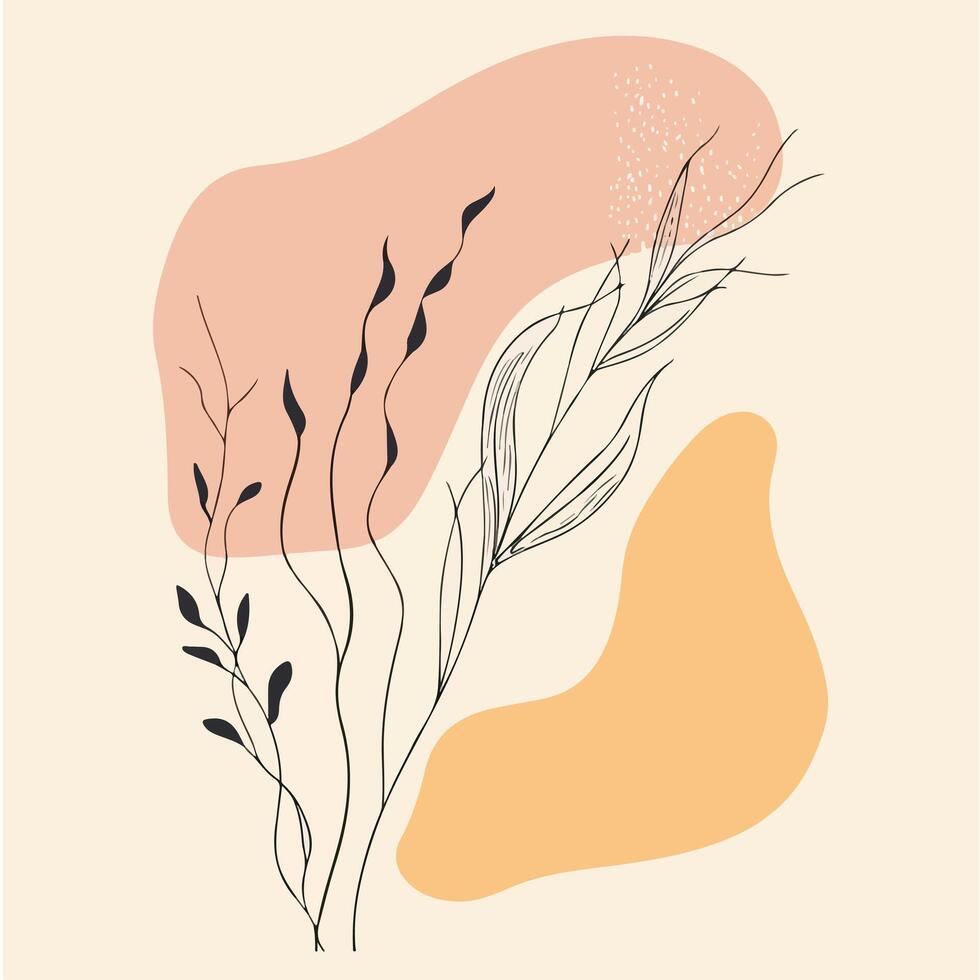 a floral illustration with plants and leaves vector