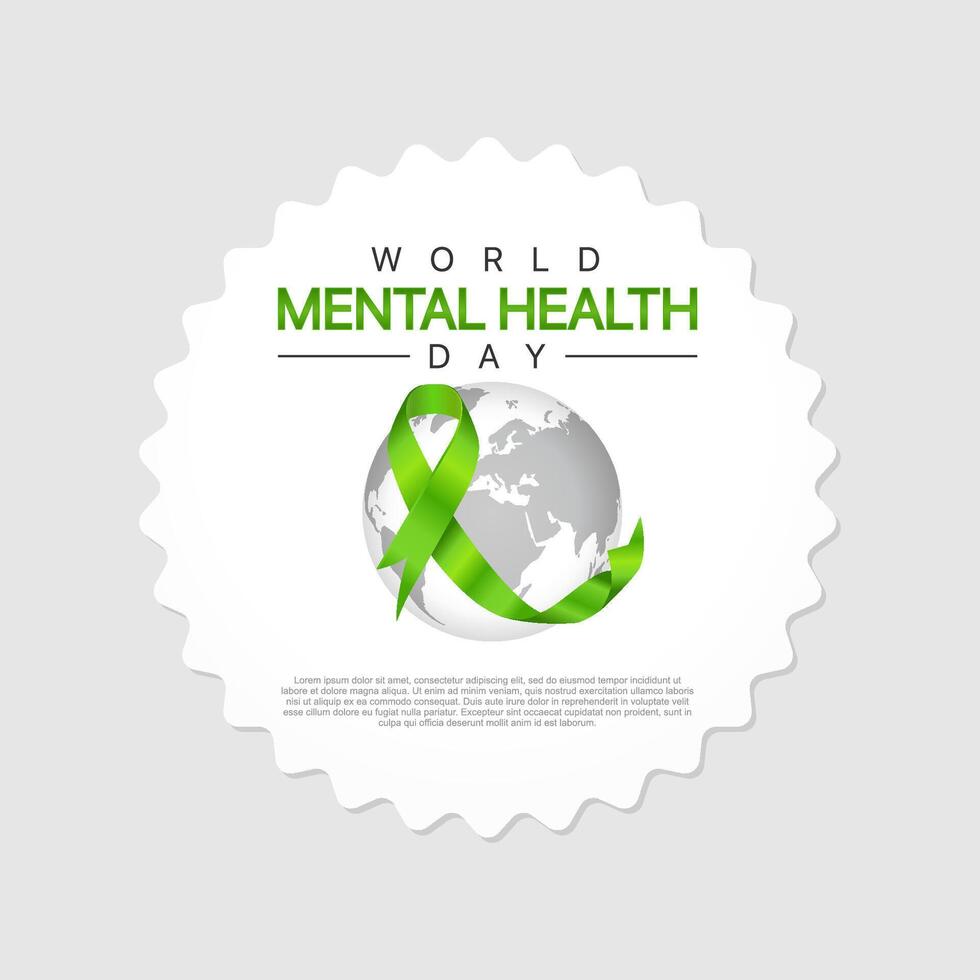 Circle World mental health day observed on october 10. Health Care concept Greeting card, poster, Ribbon, banner vector