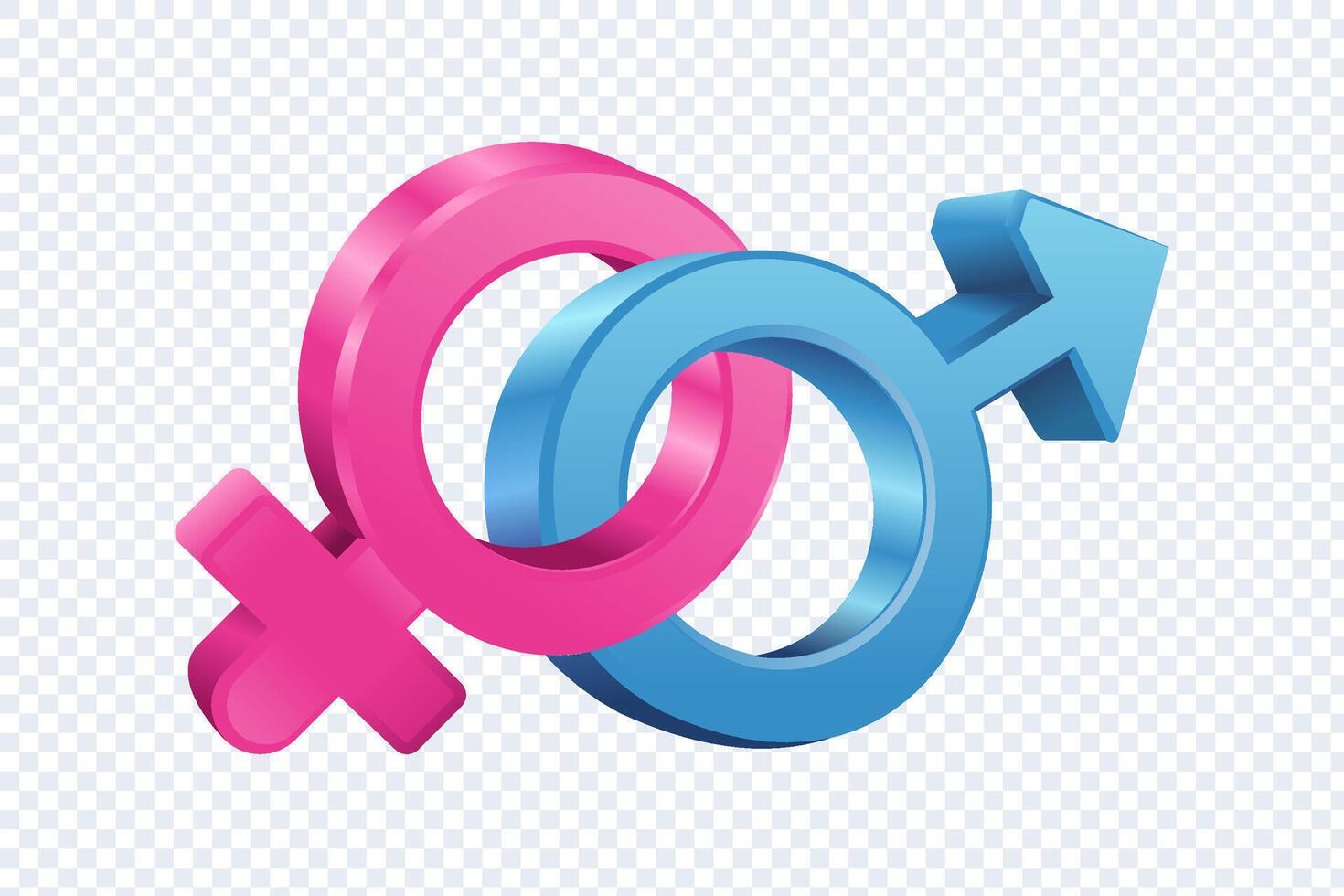 3D Realistic Male and female gender symbols set vector