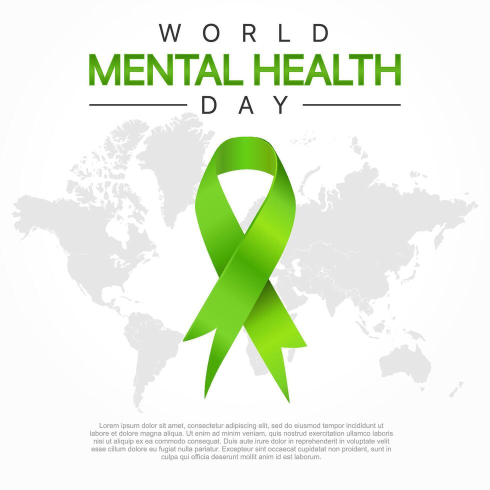 World mental health day observed on october 10 poster. Health Care concept Greeting card, poster, Ribbon, banner vector