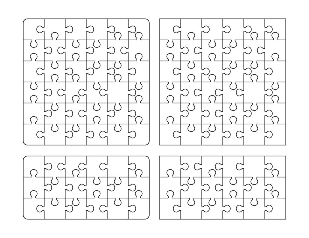 Outline Jigsaw puzzle blank template vector