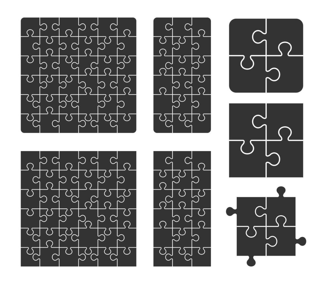Blank Jigsaw puzzle game template. Puzzle Pieces vector