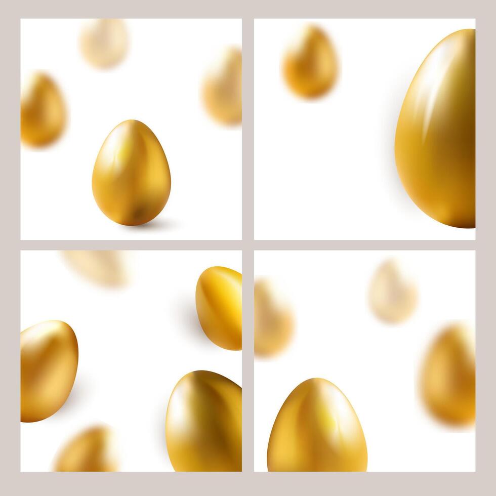 Luxury Happy Easter backgrounds with realistic golden eggs set. Greeting cards, ad, promotion, banners, poster, flyer, web, promo, cover, social media. illustration vector