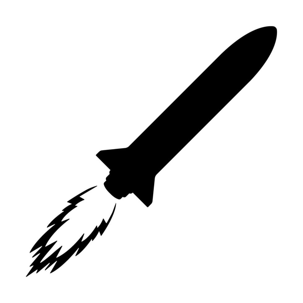 Flying rocket or missile silhouette illustration vector