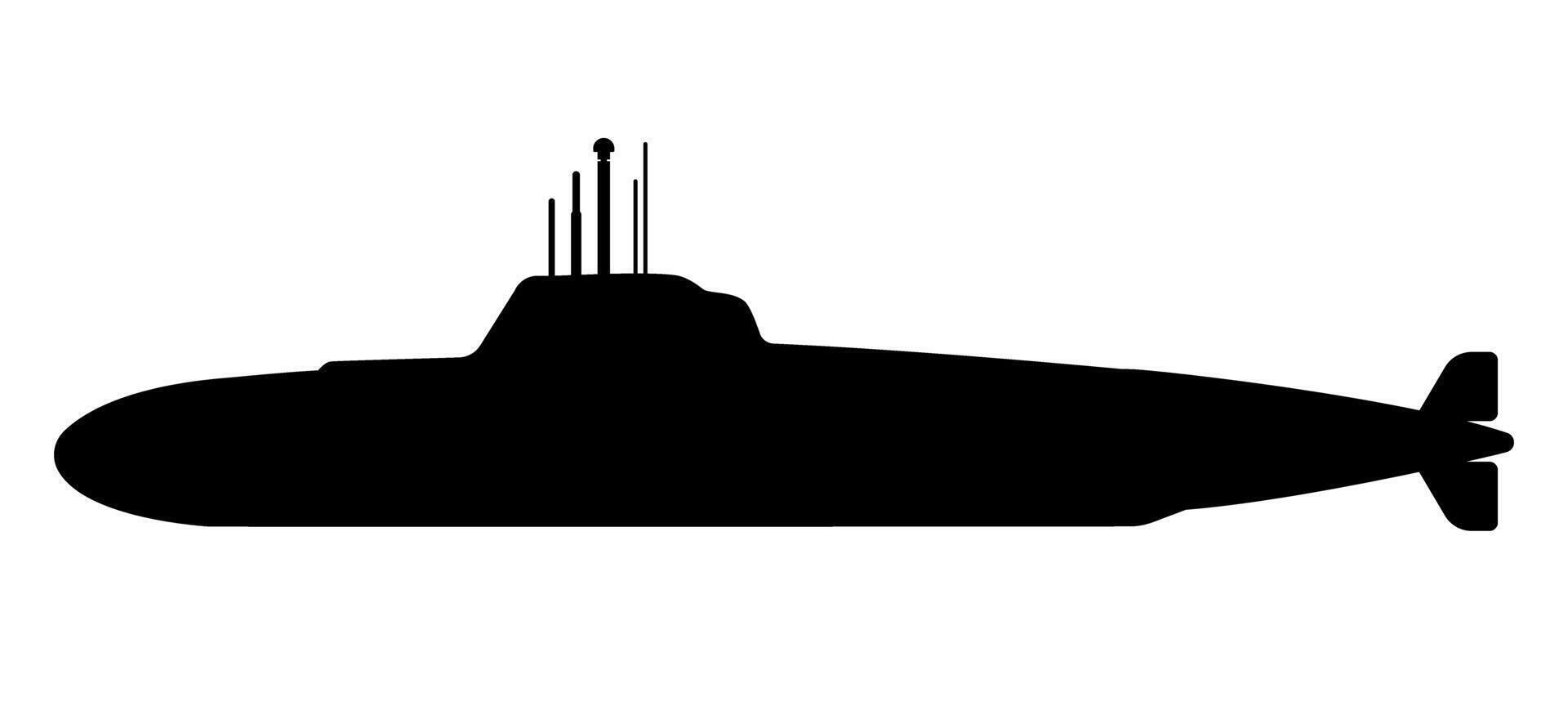 Modern Military Submarine Silhouette illustration vector