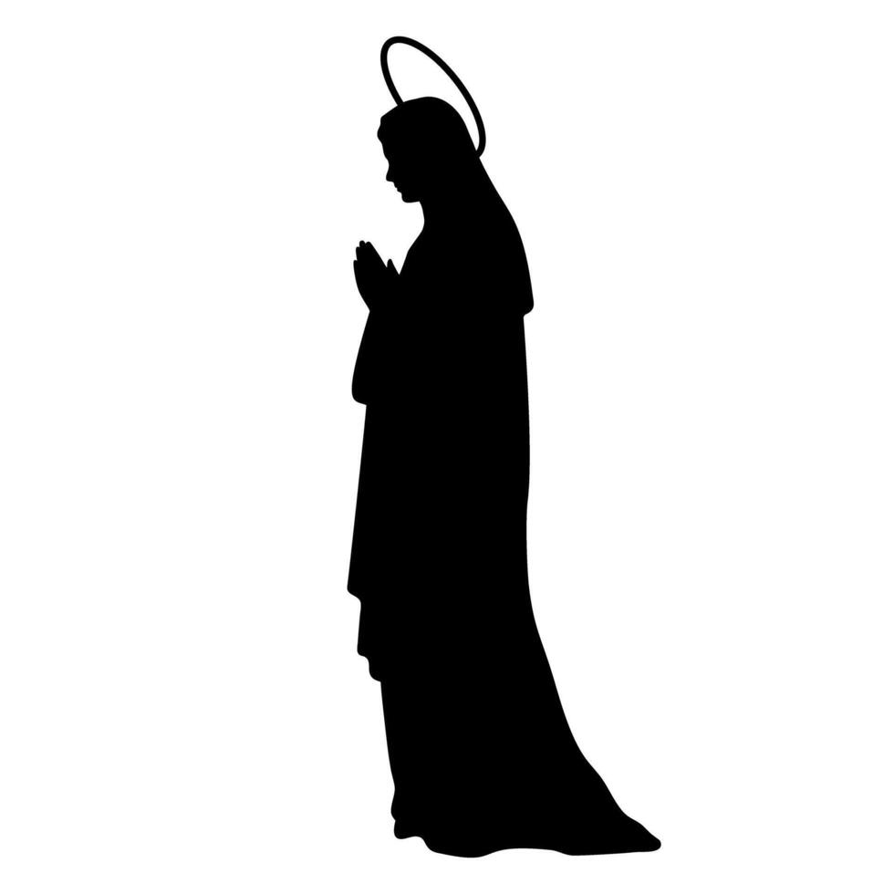 Virgin Mary praying silhouette illustration vector