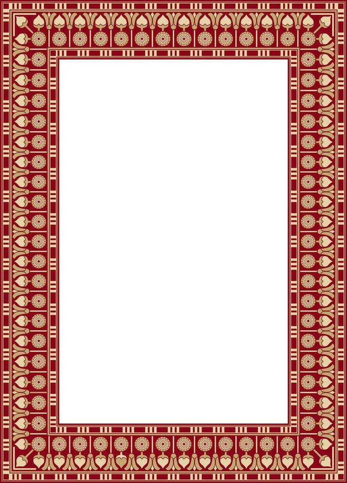 gold and red square Egyptian ornament. Endless Rectangle, Ring of Ancient Egypt. African frame vector