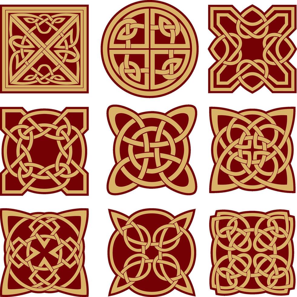 set of red and black celtic knots. Ornament of ancient European peoples. The sign and symbol of the Irish, Scots, Britons, Franks vector