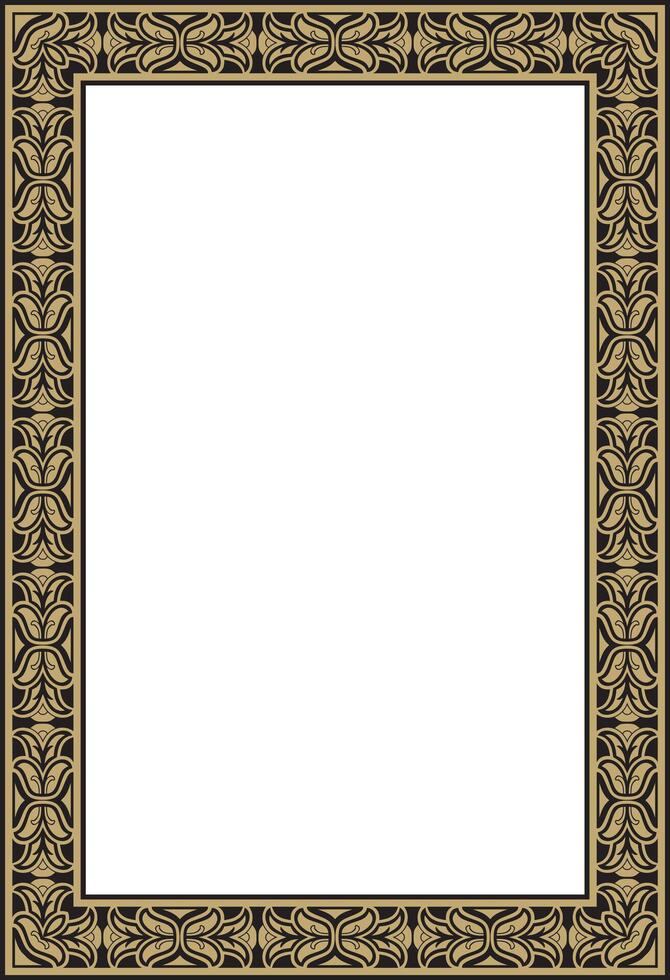 square European gold and black ornament. Rectangular pattern, circle, ring of the Middle Ages. Revival border. Decorations of palaces and churche vector