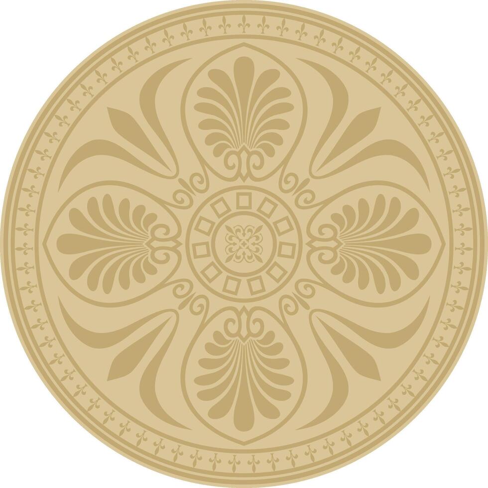 classic round ornament. Gold pattern in a circle. Drawing of Greece and Ancient Rome. vector