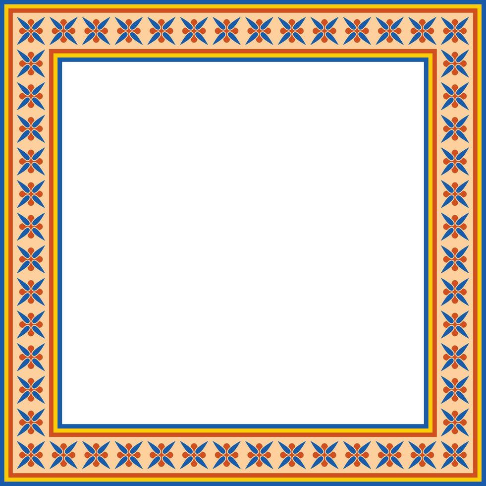 colored square classic byzantine ornament. Rectangle, border, Ancient Greece, Eastern Roman Empire frame. Decoration of Russian Church vector