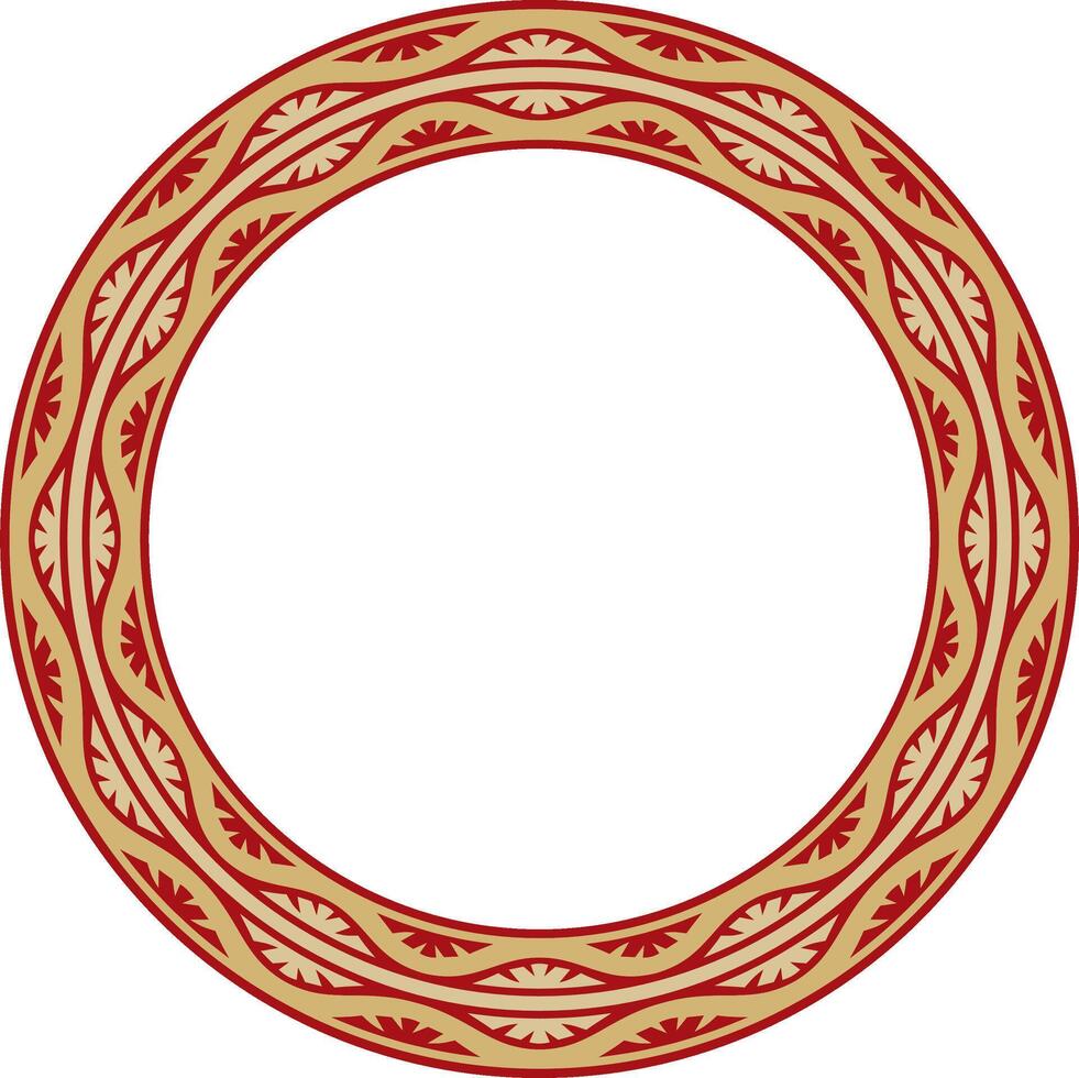 gold and red round national Indian ornament. Circle, ring, border, ethnic Hindu frame vector