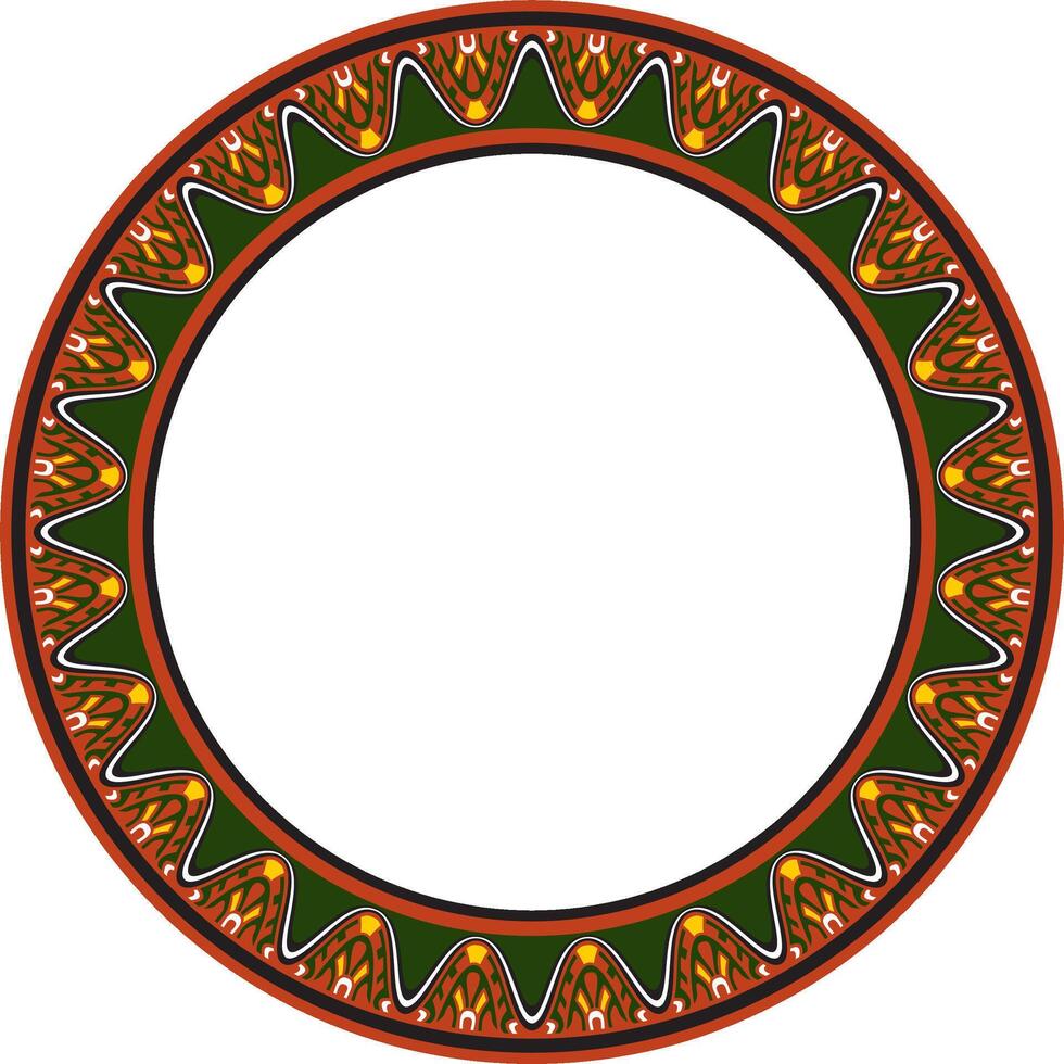 round Assyrian colored ornament. Circle, border, frame of Mesopatamia. Pattern, ring of the ancient East. vector