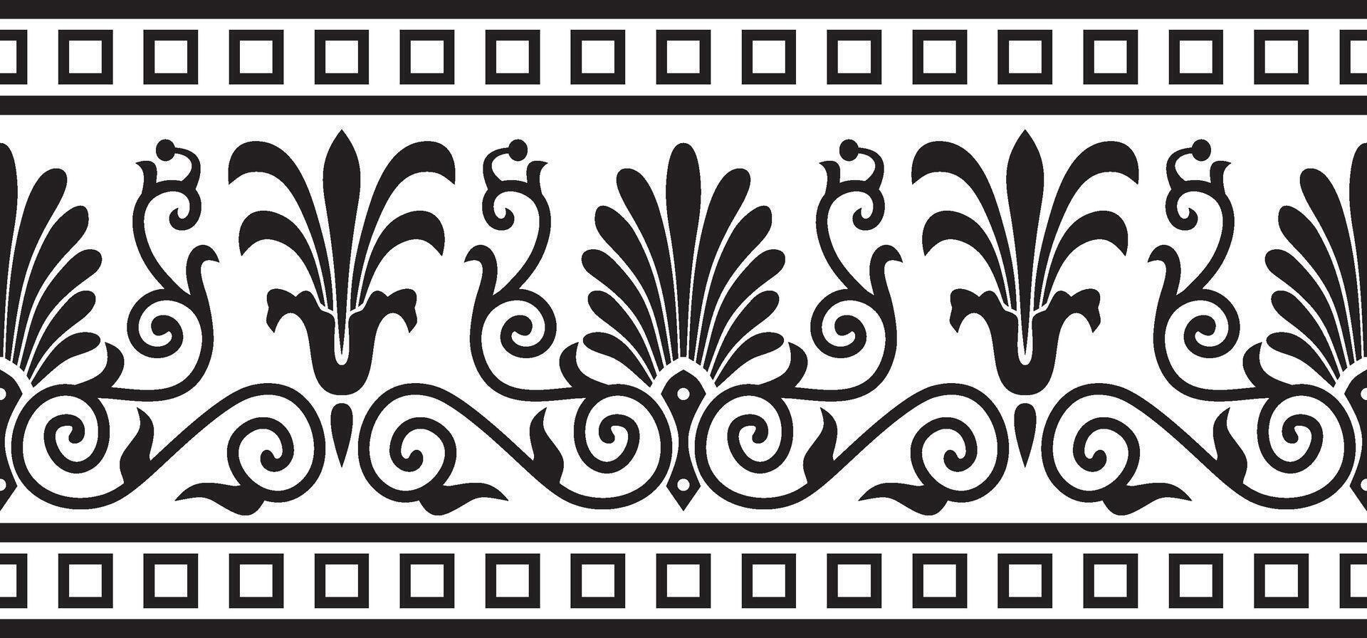 monohrome black seamless classical Greek ornament. Endless European pattern. Border, frame Ancient Greece, Roman Empire vector