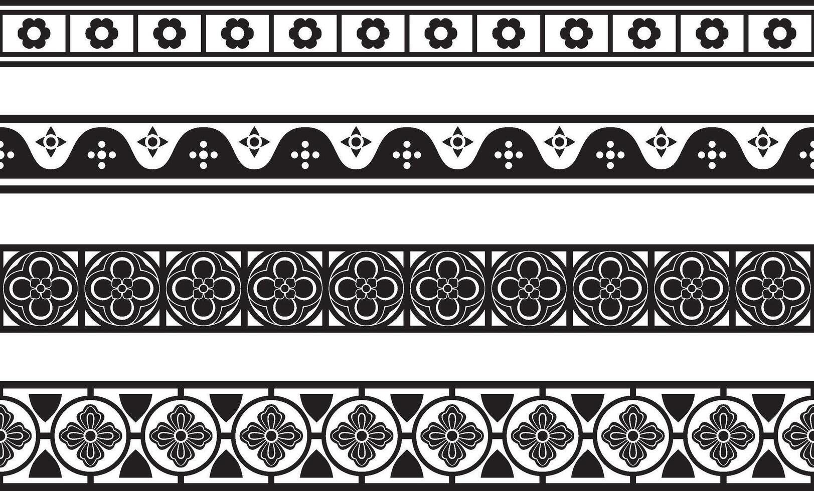 black set of gothic borders. Medieval European ornament. Classic pattern of the Germans, Angles, Saxon, Frank vector