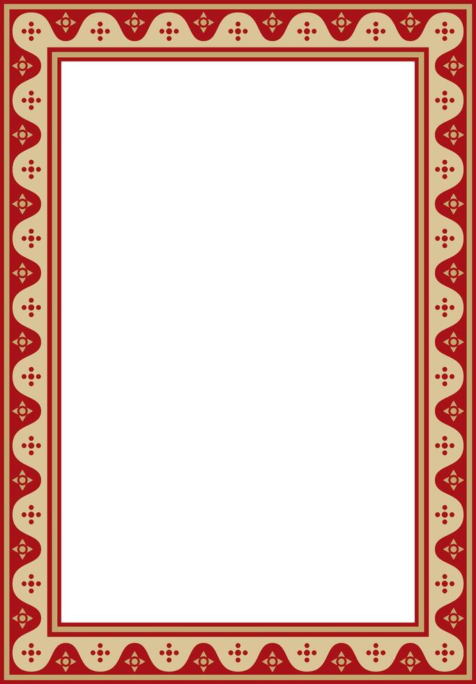 red and gold square gothic ornament. Medieval European rectangle, border. Classic pattern of the Germans, Angles, Saxons, Frank vector