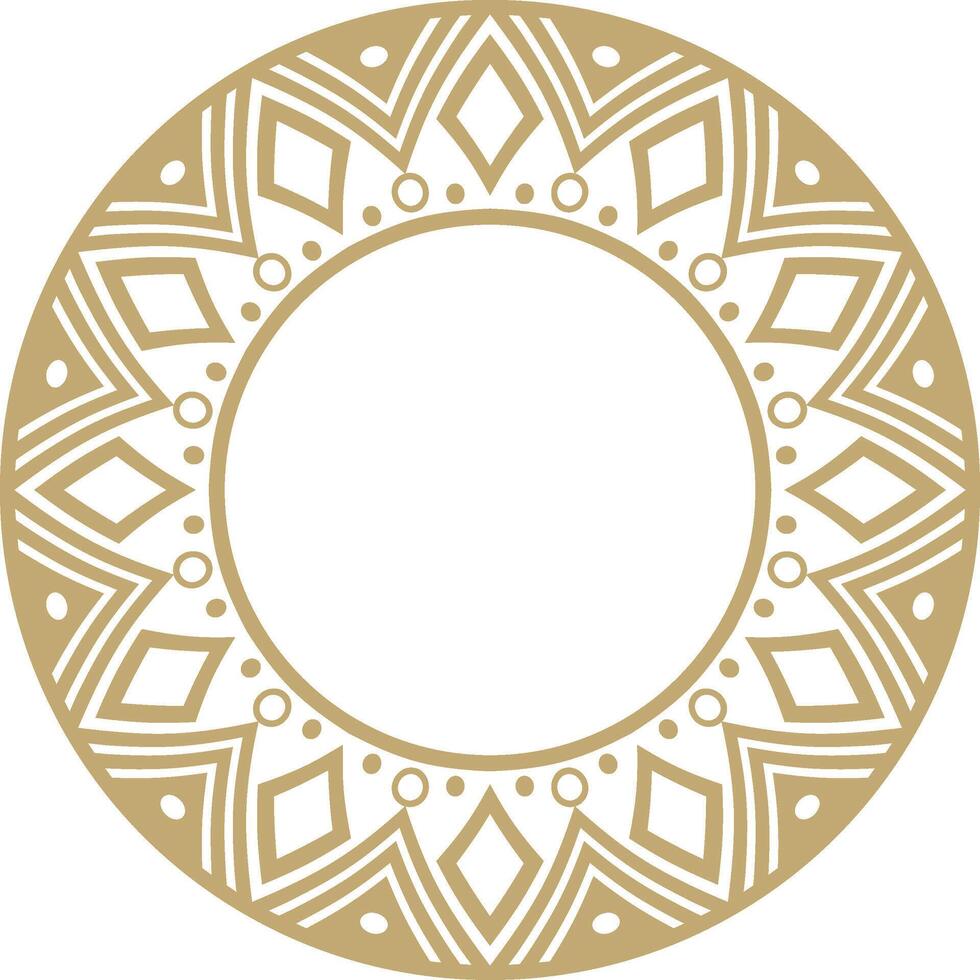 Native American round gold pattern. Geometric shapes in a circle. National ornament of the peoples of America, Maya, Aztecs, Inca vector