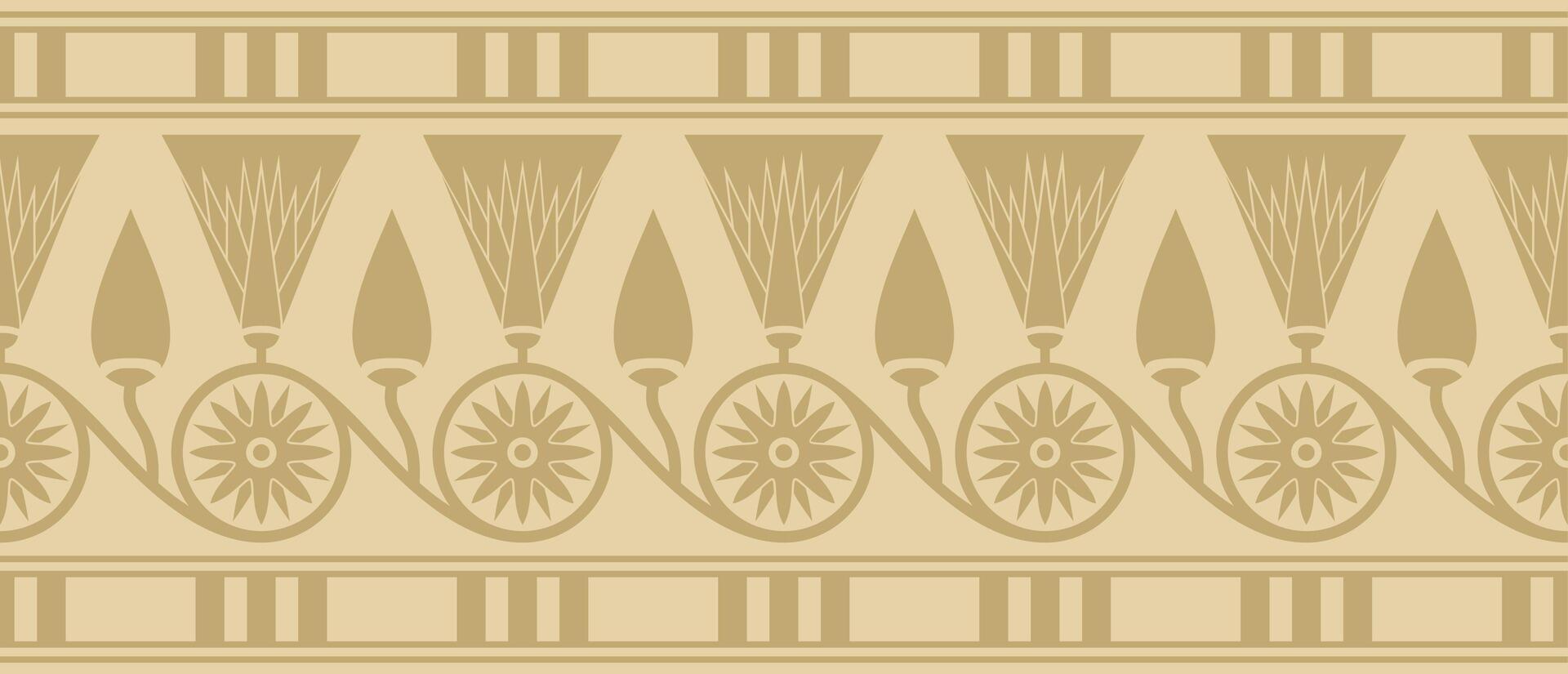 seamless golden Egyptian ornament. Endless border, ancient Egypt frame vector