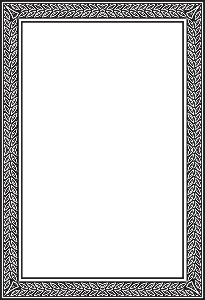 monochrome black square Yakut ornament. An endless rectangular border, a frame of the northern peoples of Far East vector