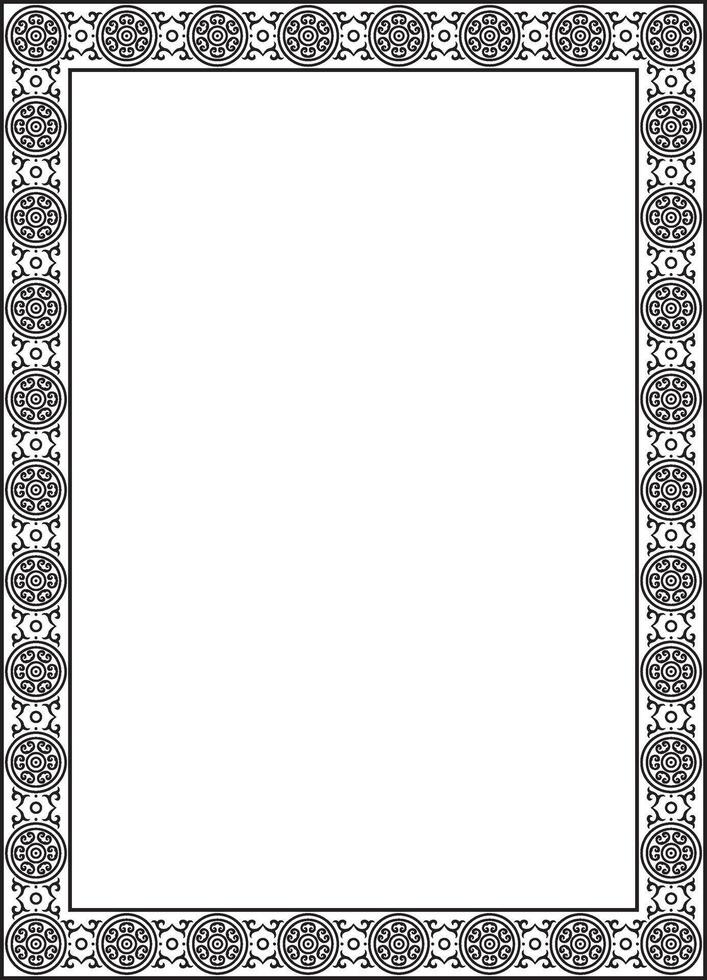 square black monochrome ancient Russian ornament. Slavic rectangle, border, frame. Painting of royal chambers vector