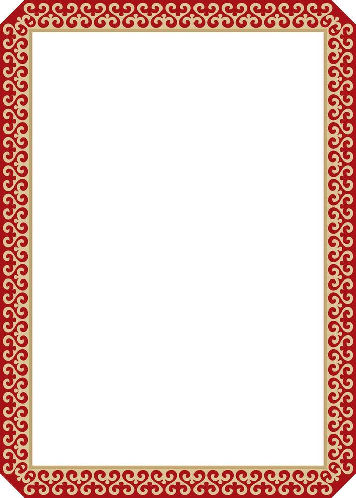 gold with red square Kazakh national ornament. Ethnic pattern of the peoples of Great Steppe vector