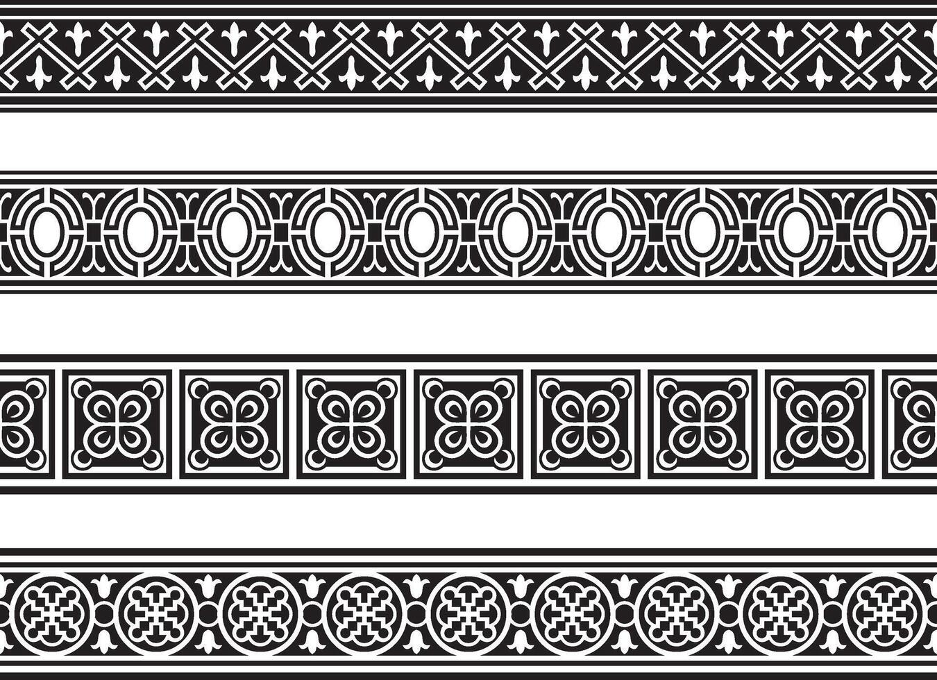 seamless European black monochrome ornament. Endless ornament, medieval.Renaissance border. Decorations of palaces and churche vector