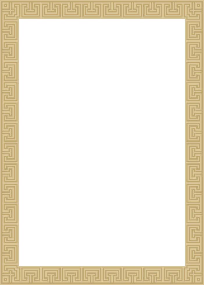 golden classic Greek square ornament. Rectangle of Ancient Greece and Roman Empire. Byzantine painting of wall, floor and ceiling vector