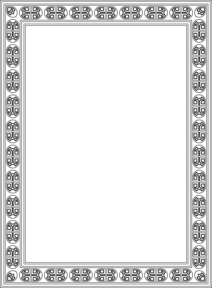 square European black outline ornament. Rectangular pattern, circle, ring of the Middle Ages. Revival border. Decorations of palaces and churche vector