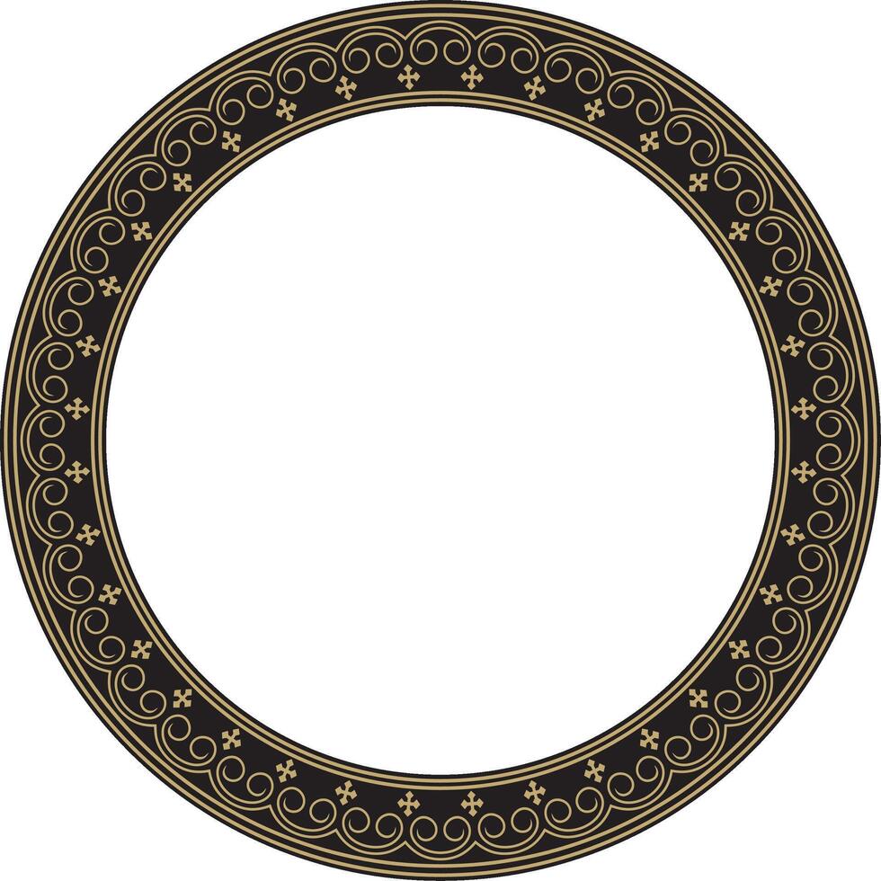 gold and black round Yakut ornament. Endless circle, border, frame of the northern peoples of Far East vector